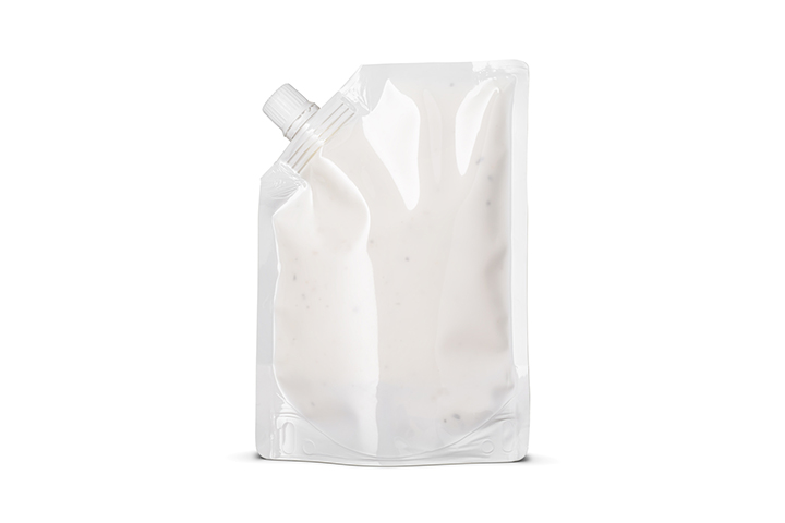 spout pouch with white cap