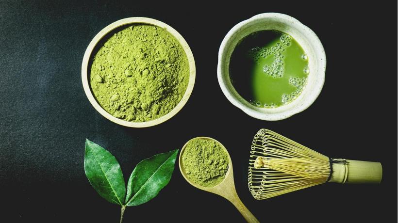 matcha in powder and mixed forms