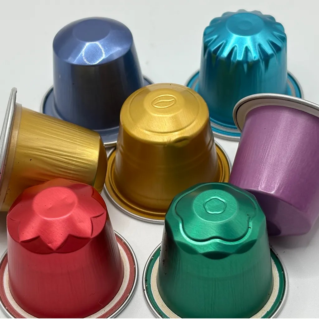 SANEU private label pure aluminum nespresso compatible pods suppplier, 100% could be used in Nescafe and nepresso original brewing machine , also can fill milk tea, supplementary powder, liquid coffee, tea