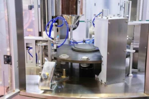 a sample of Saneu's coffee capsule packaging machine