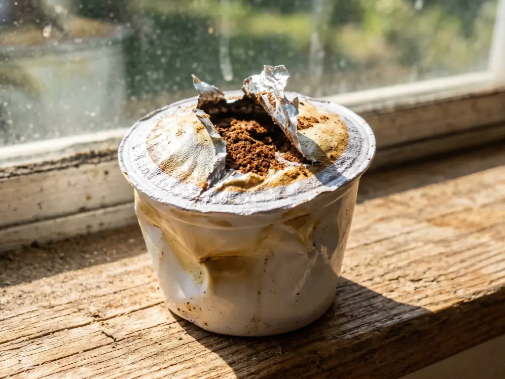 Coffee pods exposed to direct sunlight causing thermal degradation