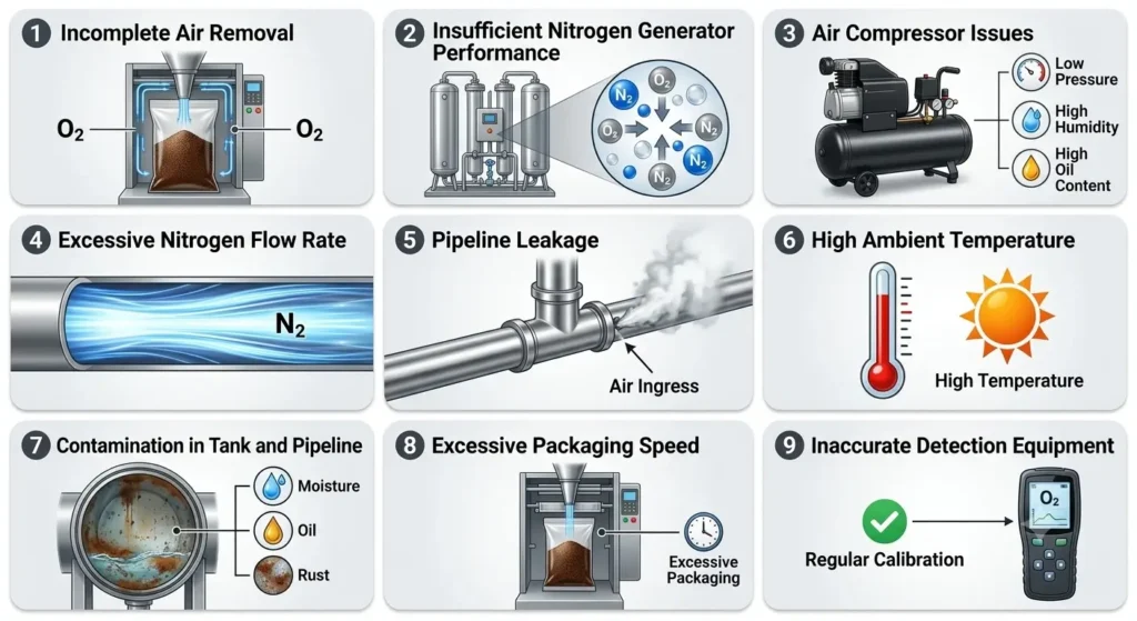 What Factors Can Lead to Insufficient Nitrogen Purity
